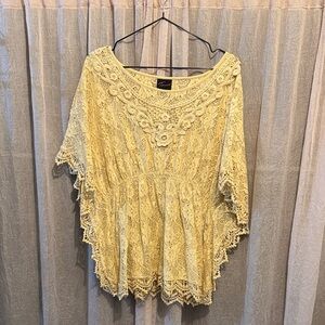 Boho Lace Tunic Top - Yellow